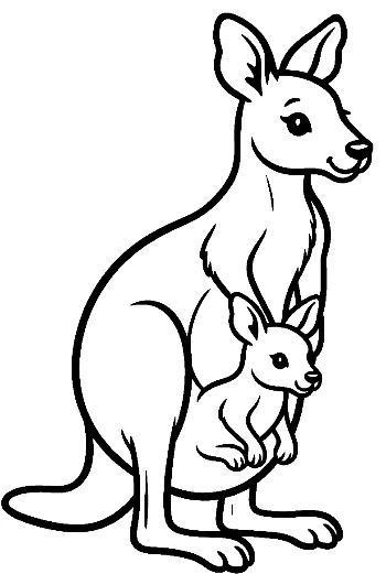 Mother Kangaroo and Joey in Pouch