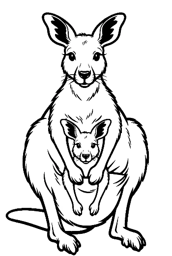 Mother Kangaroo with Joey in Pouch