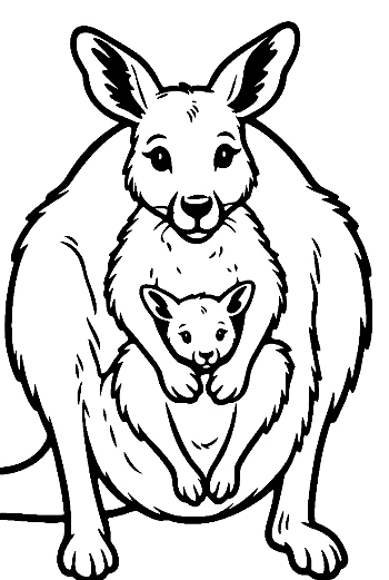 Mother Kangaroo with Joey in Pouch