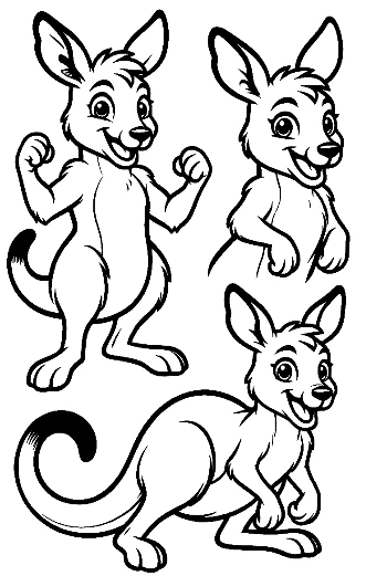 Playful Baby Kangaroo Set with Different Cute Poses Printable