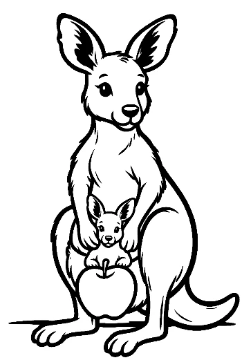 Sweet Baby Kangaroo Tucked Safely in Mommy's Pouch Printable