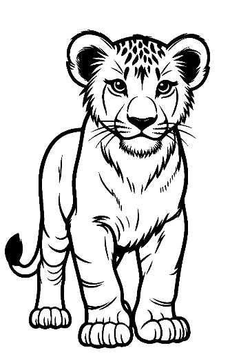Cute Lion Cub Standing Proudly