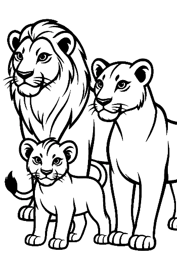 Lion Family Portrait Outline