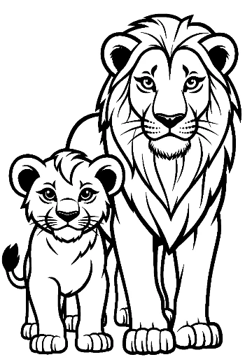 Majestic Lion and Playful Cub