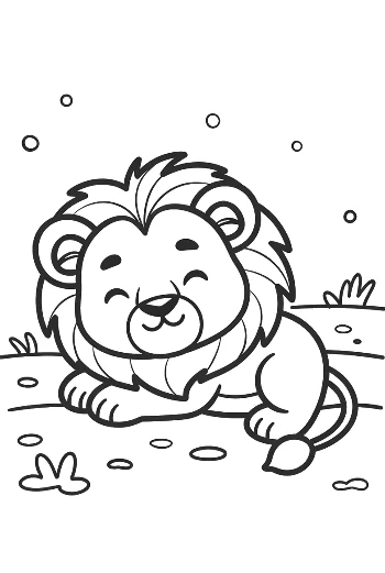 Adorable Little Lion Cub Playing on the Grassy Plains Printable