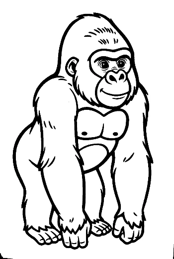 Cheerful Cartoon Gorilla Standing Proudly