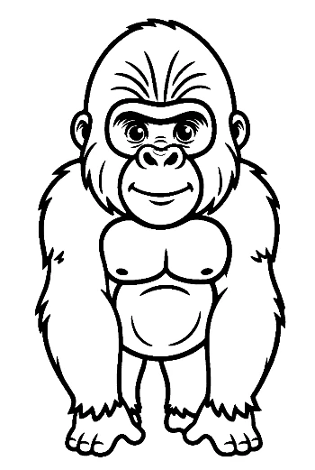 Cute Cartoon Gorilla Smiling