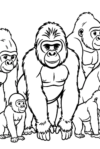 Gorilla Family Coloring Page