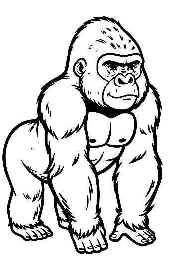 Mighty Cartoon Gorilla Standing Fiercely
