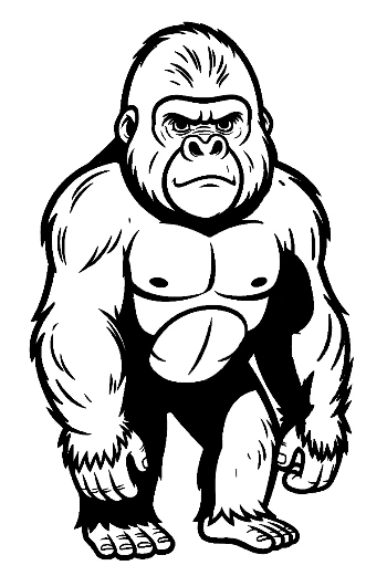Muscular Angry Gorilla Standing Fiercely
