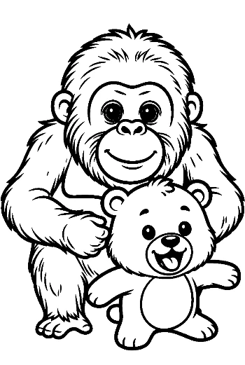 Orangutan Hugging Cute Teddy Bear