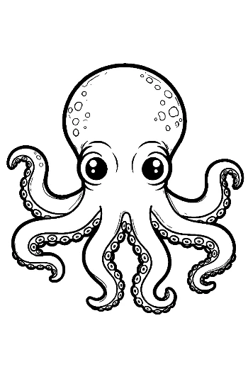 Cute Big-Eyed Cartoon Octopus