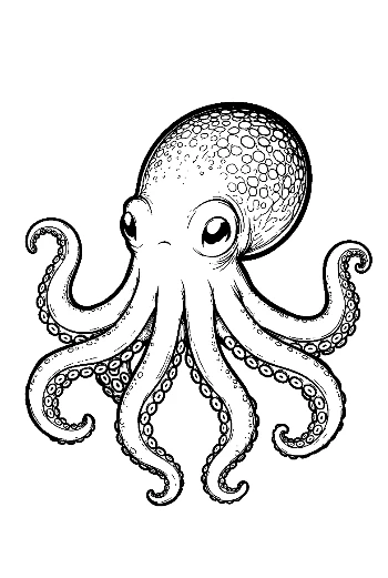 Cute Big-Eyed Octopus Sketch