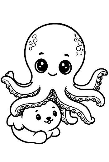 Cute Octopus Hugging Adorable Puppy