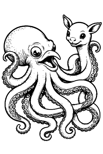 Giant Octopus and Baby Llama Dance