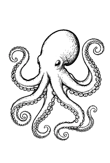 Giant Octopus Ink Drawing