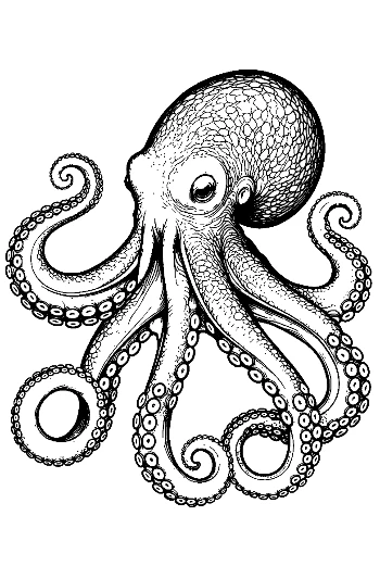 Giant Octopus Ink Drawing