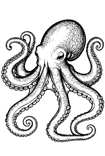 Gigantic Ink-Black Octopus Illustration