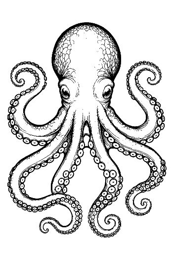Gigantic Octopus Ink Drawing