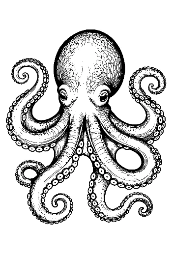 Gigantic Octopus Ink Drawing