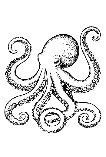 Gigantic Octopus Line Art