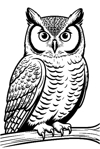 Majestic Great Horned Owl Perched Alertly