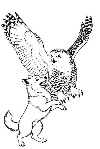 Snowy Owl and Playful Arctic Fox Pup