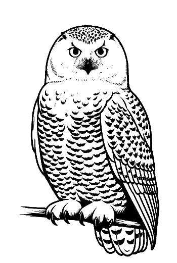 Snowy Owl Perched Fiercely on Branch