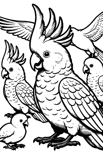 Cheerful Cockatoo Family Gathering