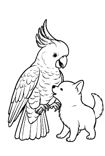 Cockatoo and Chihuahua Puppy's Friendly Nuzzle