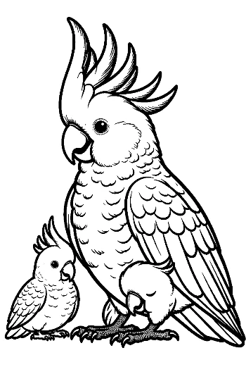 Cockatoo Mother Cuddling Her Chick