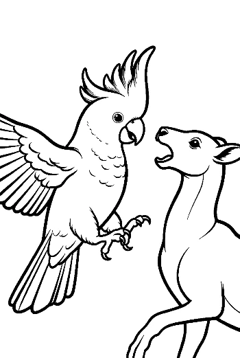 Cockatoo Squawking at Curious Goat