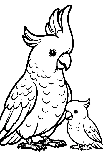 Cute Cockatoo Mom and Baby