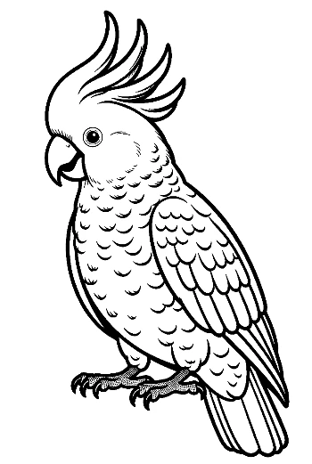 Cute Crested Cockatoo Line Drawing