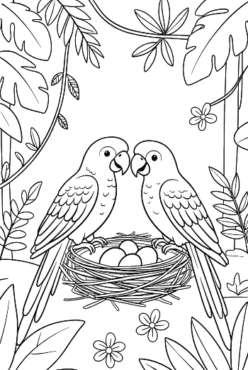 Loving Cockatoo Parrots Nested in a Tropical Environment Printable