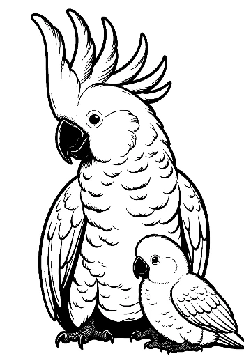 Mother Cockatoo Embracing Baby Chick