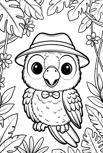 Smart Cockatoo Parrot Wearing a Stylish Hat and Bowtie Printable