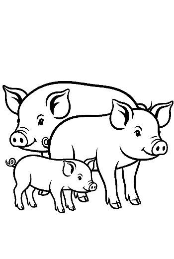 Cheerful Farm Pig Family
