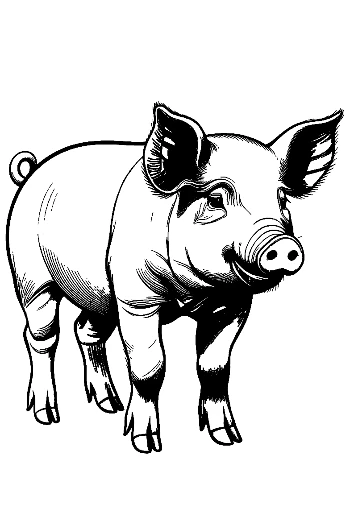 Cheerful Farm Piglet Standing Playfully