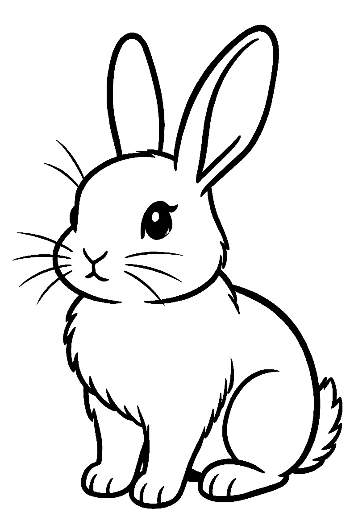 Cute Bunny Rabbit Outline Drawing