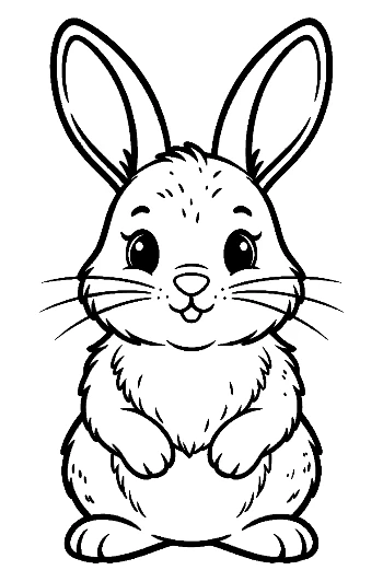 Cute Bunny Rabbit Outline Drawing