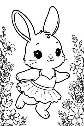 Joyful Bunny Rabbit Skipping Through the Flower Meadow Printable