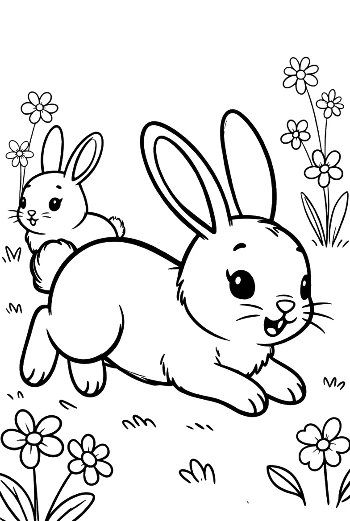 Small Baby Bunny Hopping Through the Grass on a Sunny Day Printable