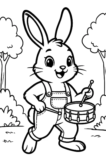 Talented Jackrabbit Drummer Performing in the Forest Printable