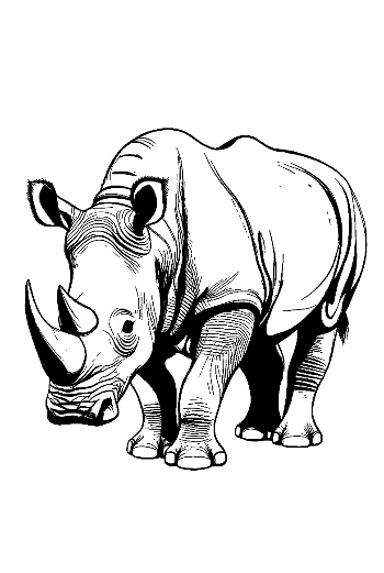 Majestic White Rhino Stalking Forward