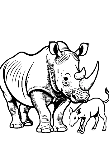 White Rhino Mother and Calf