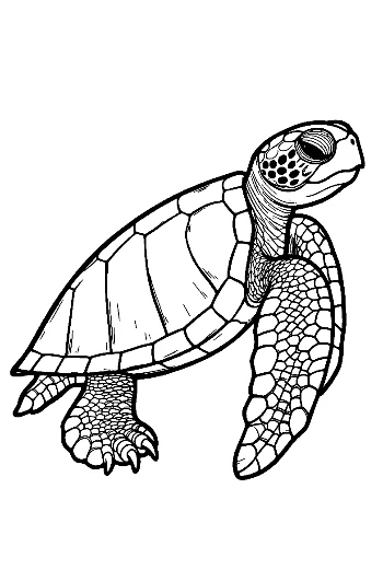 Cute Baby Sea Turtle Line Art