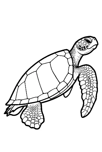Cute Baby Sea Turtle Line Art