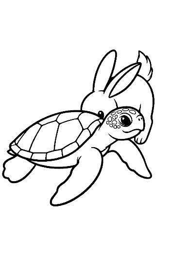 Cute Green Sea Turtle and Bunny Hug