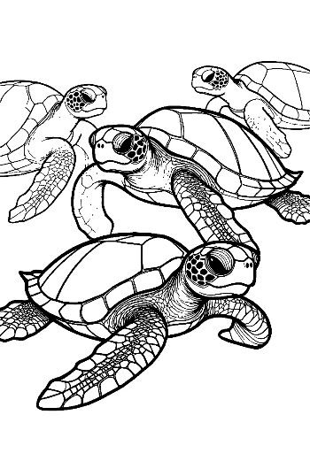 Group of Adorable Hatchling Sea Turtles